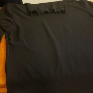 Black Turtleneck Ribbed Top Large